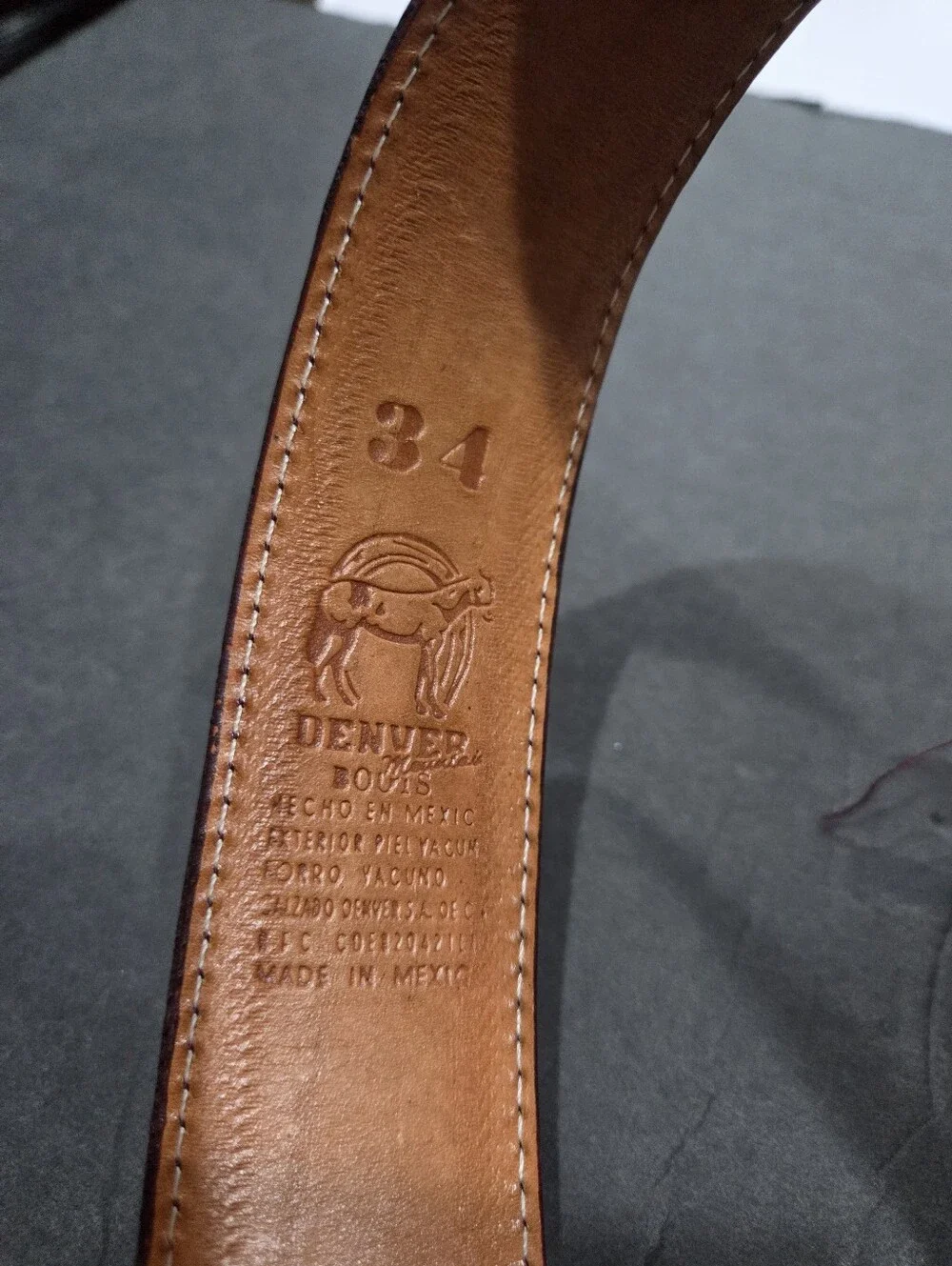 Denver Mountain Men's Burgundy Leather Casual Belt Sz.34